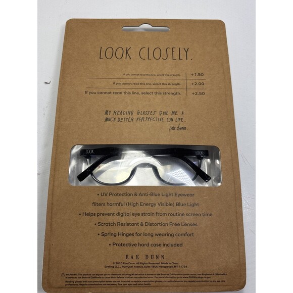 Rae Dunn  2 Pair Blue Light Blocking Reading Glasses & 1 Case  ~ Brown & Clear - Picture 8 of 13
